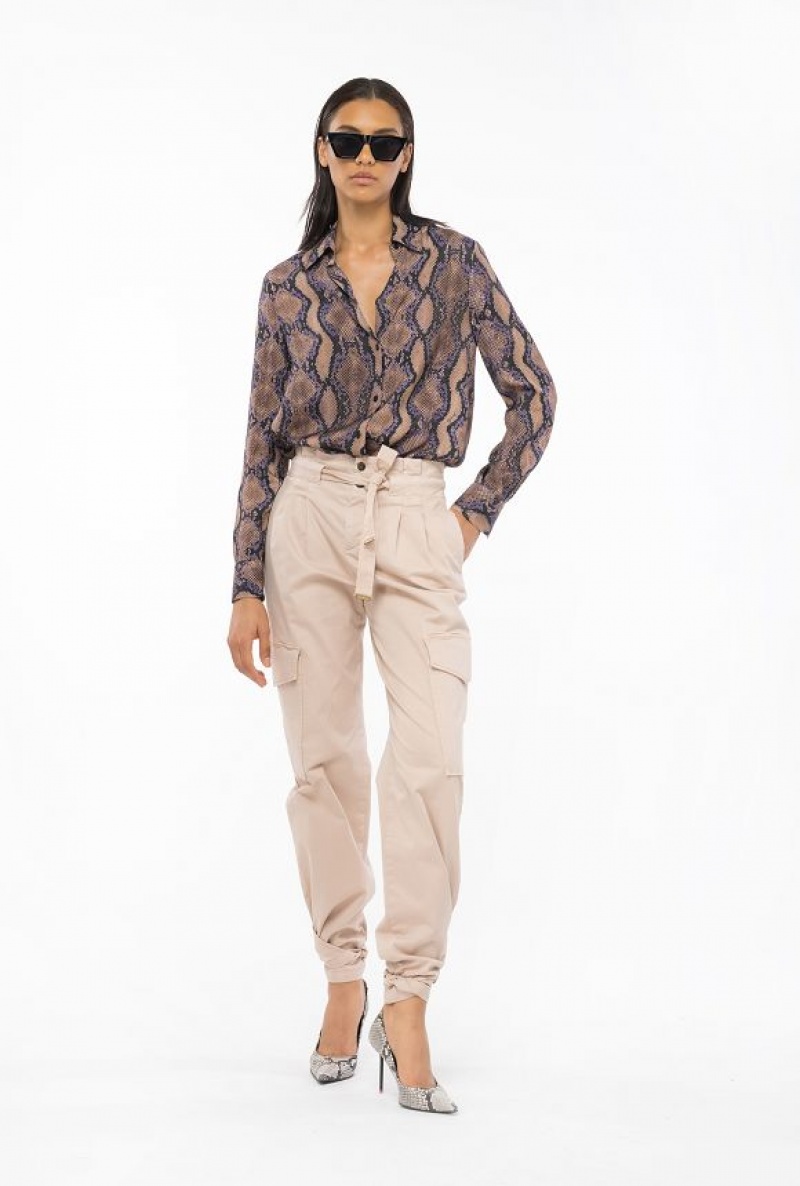 Pinko Shirt With Snake Motif MULT. BROWN/LILAC | SN-PKO33895