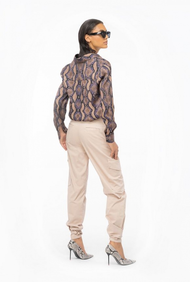 Pinko Shirt With Snake Motif MULT. BROWN/LILAC | SN-PKO33895