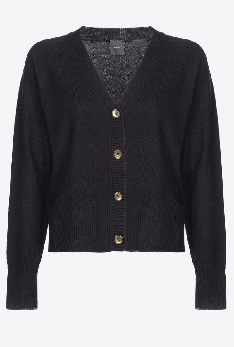 Pinko Short Cashmere Cardigan LIMO BLACK | SN-PKO33441