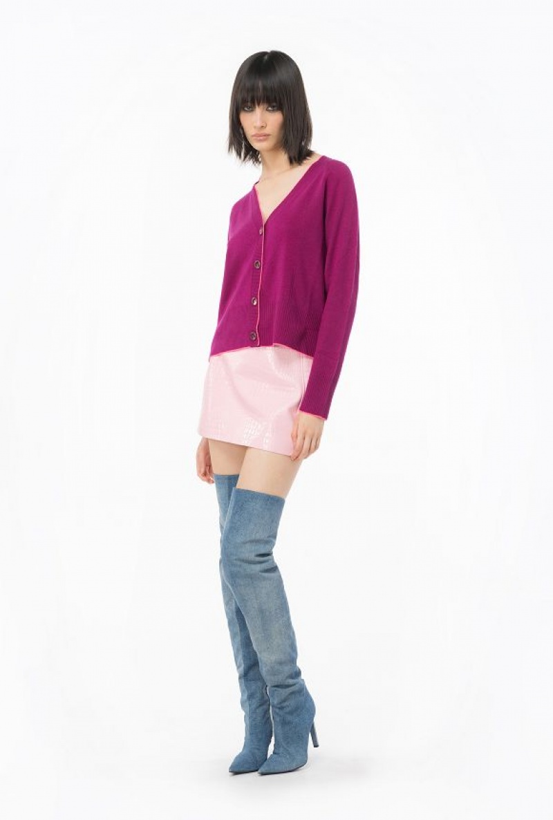 Pinko Short Cashmere Cardigan MAGENTA PURPLE | SN-PKO33525