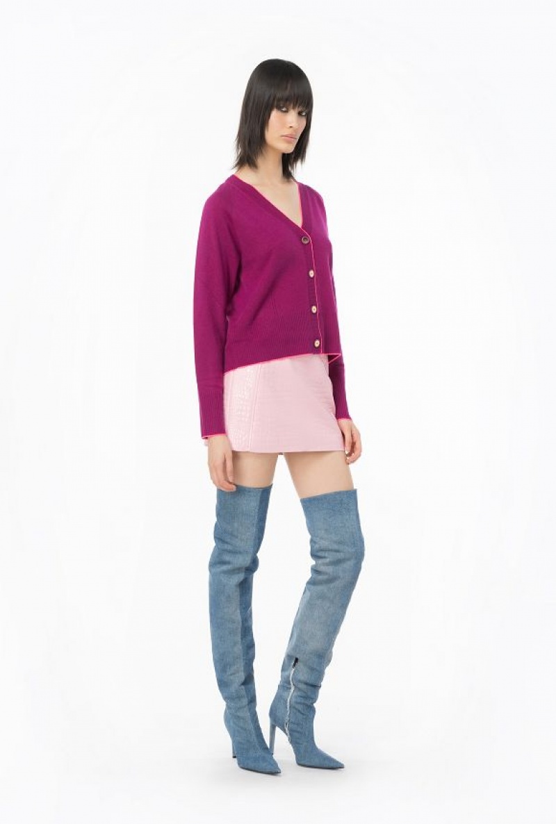 Pinko Short Cashmere Cardigan MAGENTA PURPLE | SN-PKO33525