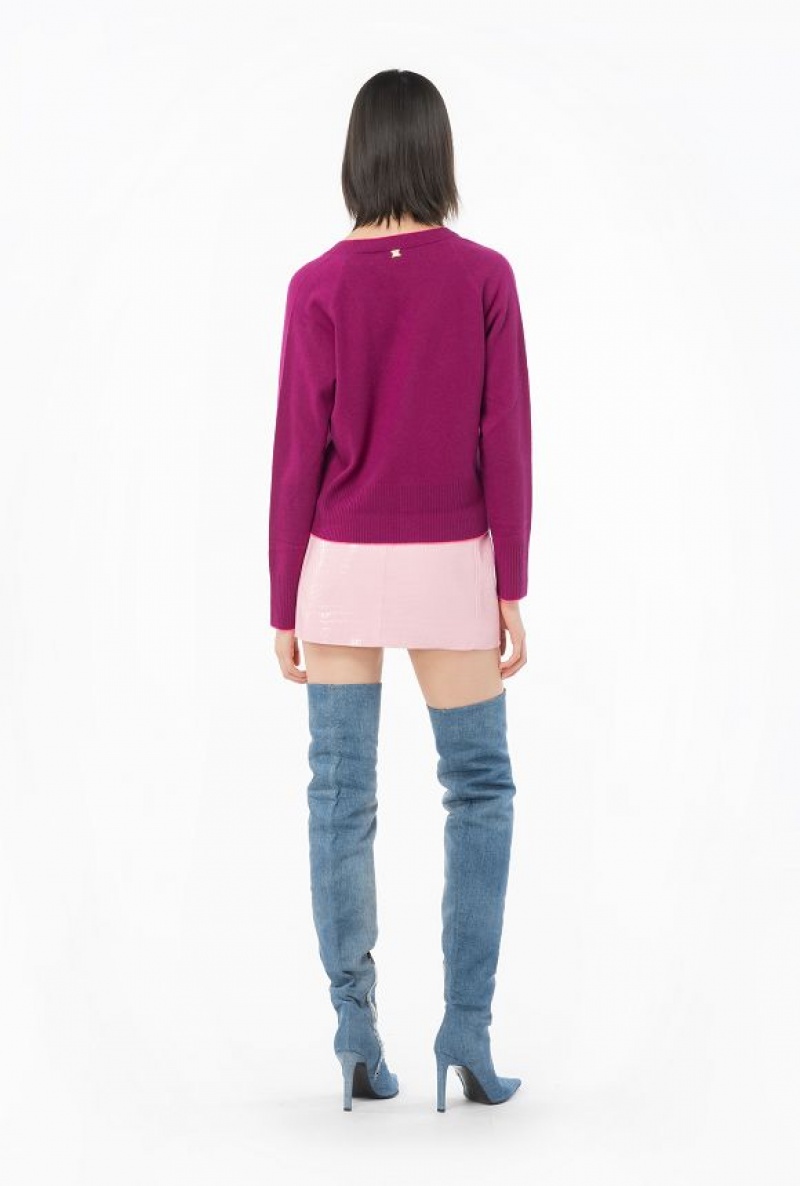 Pinko Short Cashmere Cardigan MAGENTA PURPLE | SN-PKO33525