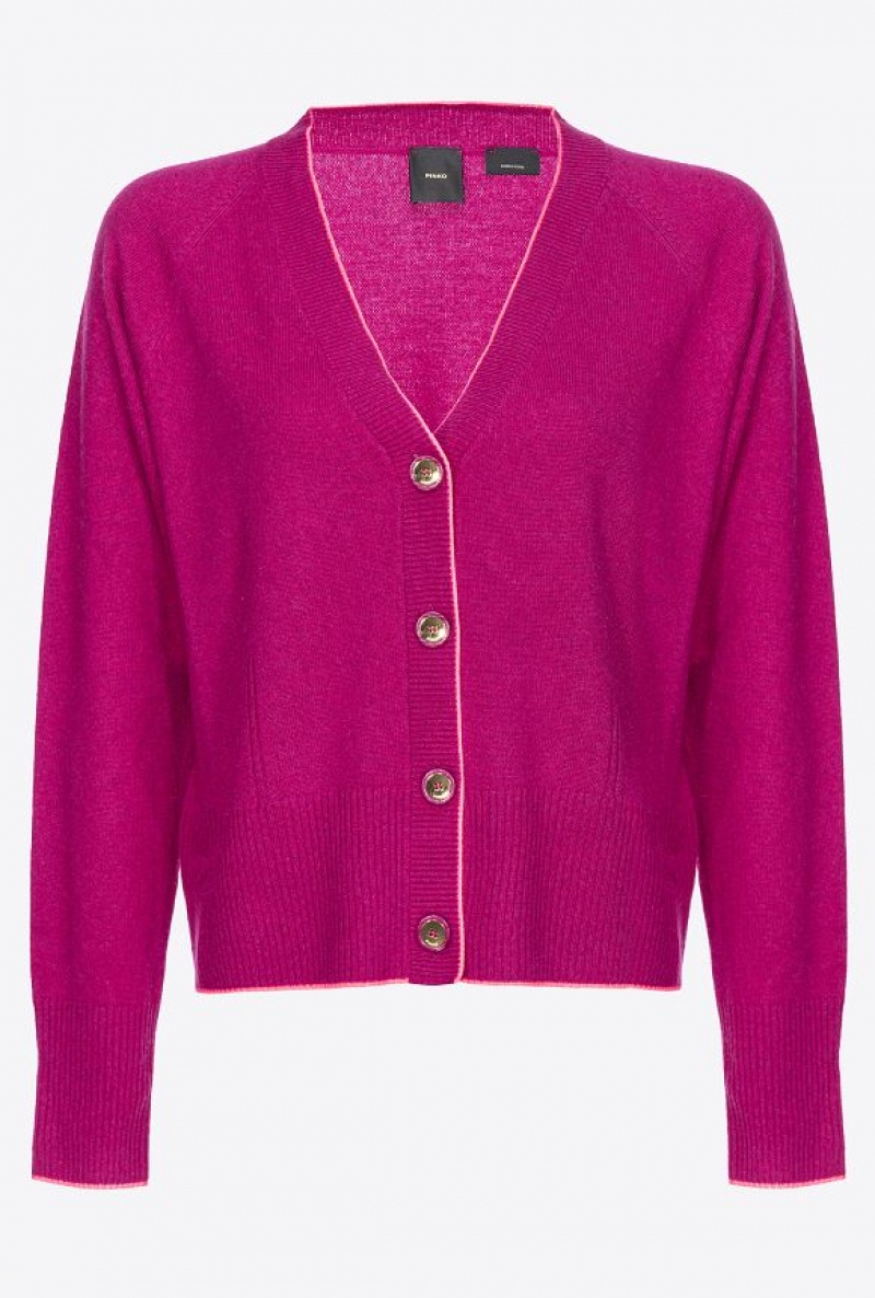 Pinko Short Cashmere Cardigan MAGENTA PURPLE | SN-PKO33525