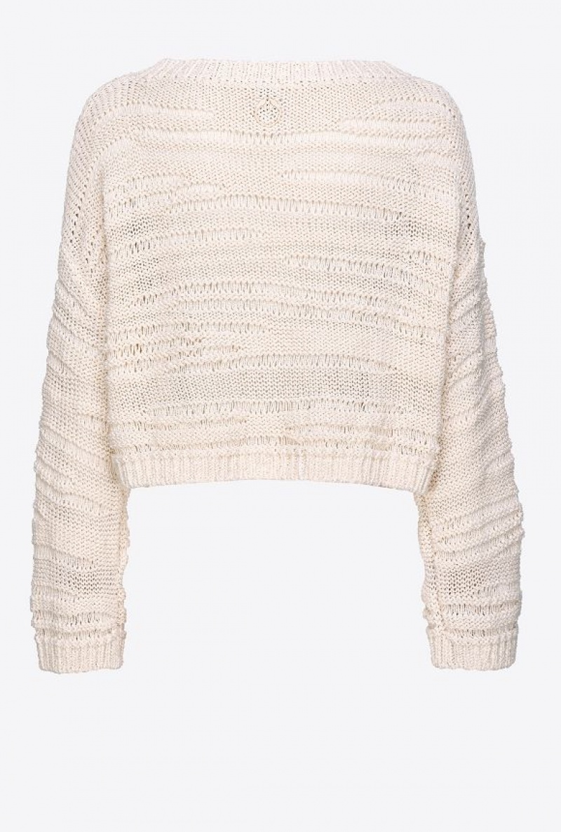 Pinko Short Cotton-blend Sweater GARDENIA BEIGE | SN-PKO33244