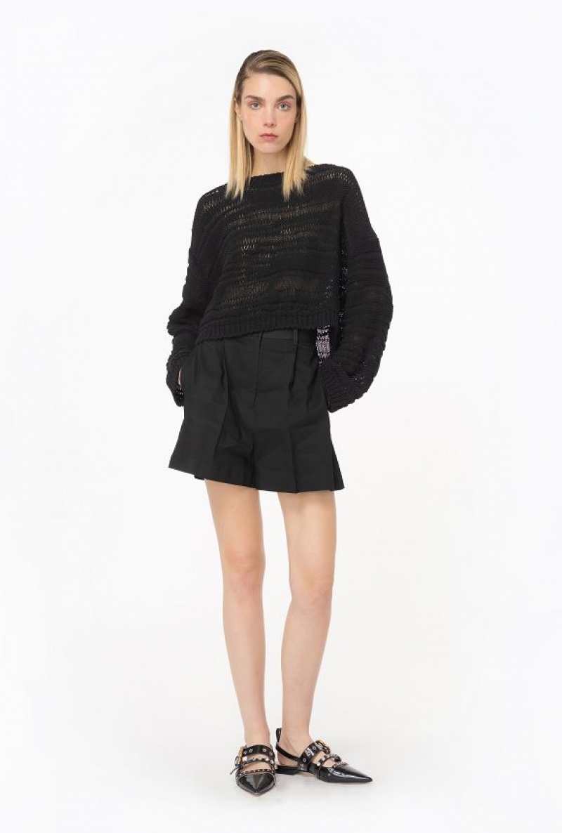 Pinko Short Cotton-blend Sweater LIMO BLACK | SN-PKO33220