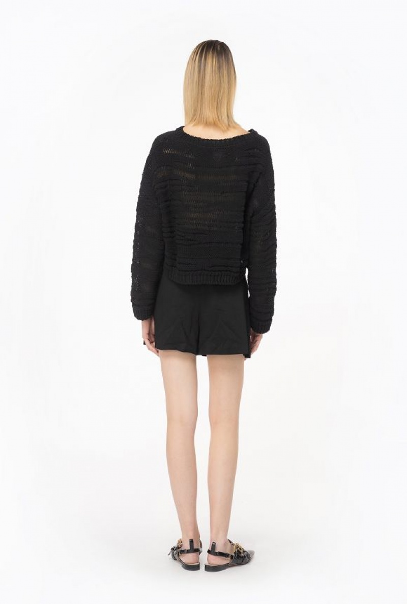 Pinko Short Cotton-blend Sweater LIMO BLACK | SN-PKO33220