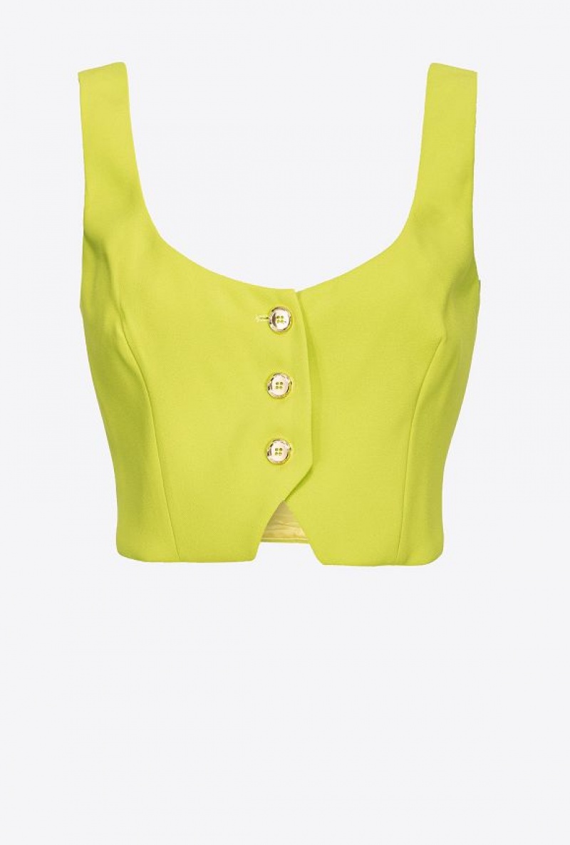 Pinko Short Crepe Vest LIME YELLOW | SN-PKO33950