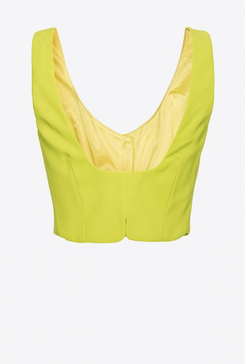 Pinko Short Crepe Vest LIME YELLOW | SN-PKO33950