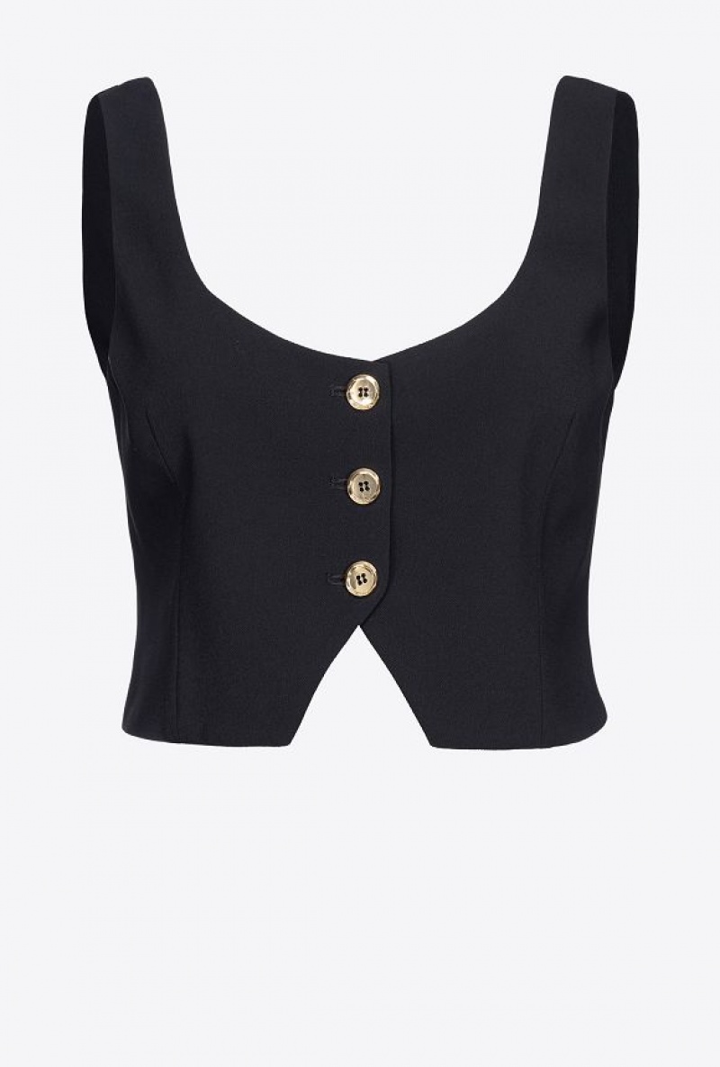 Pinko Short Crepe Vest LIMO BLACK | SN-PKO33942