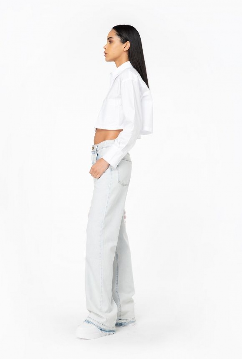 Pinko Short Poplin Shirt BRIGHT WHITE | SN-PKO33141