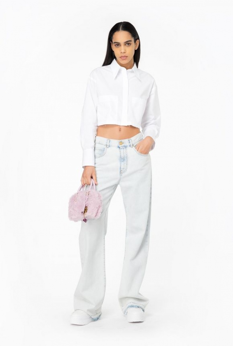 Pinko Short Poplin Shirt BRIGHT WHITE | SN-PKO33141