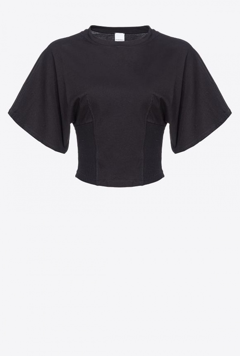 Pinko Short T-shirt With Wide Sleeves LIMO BLACK | SN-PKO33311