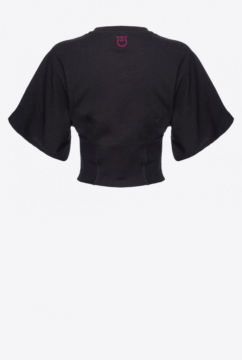 Pinko Short T-shirt With Wide Sleeves LIMO BLACK | SN-PKO33311