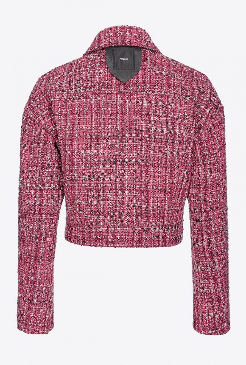 Pinko Short Tweed Jacket MULTICOLOUR - FUCHSIA/BLACK | SN-PKO33864