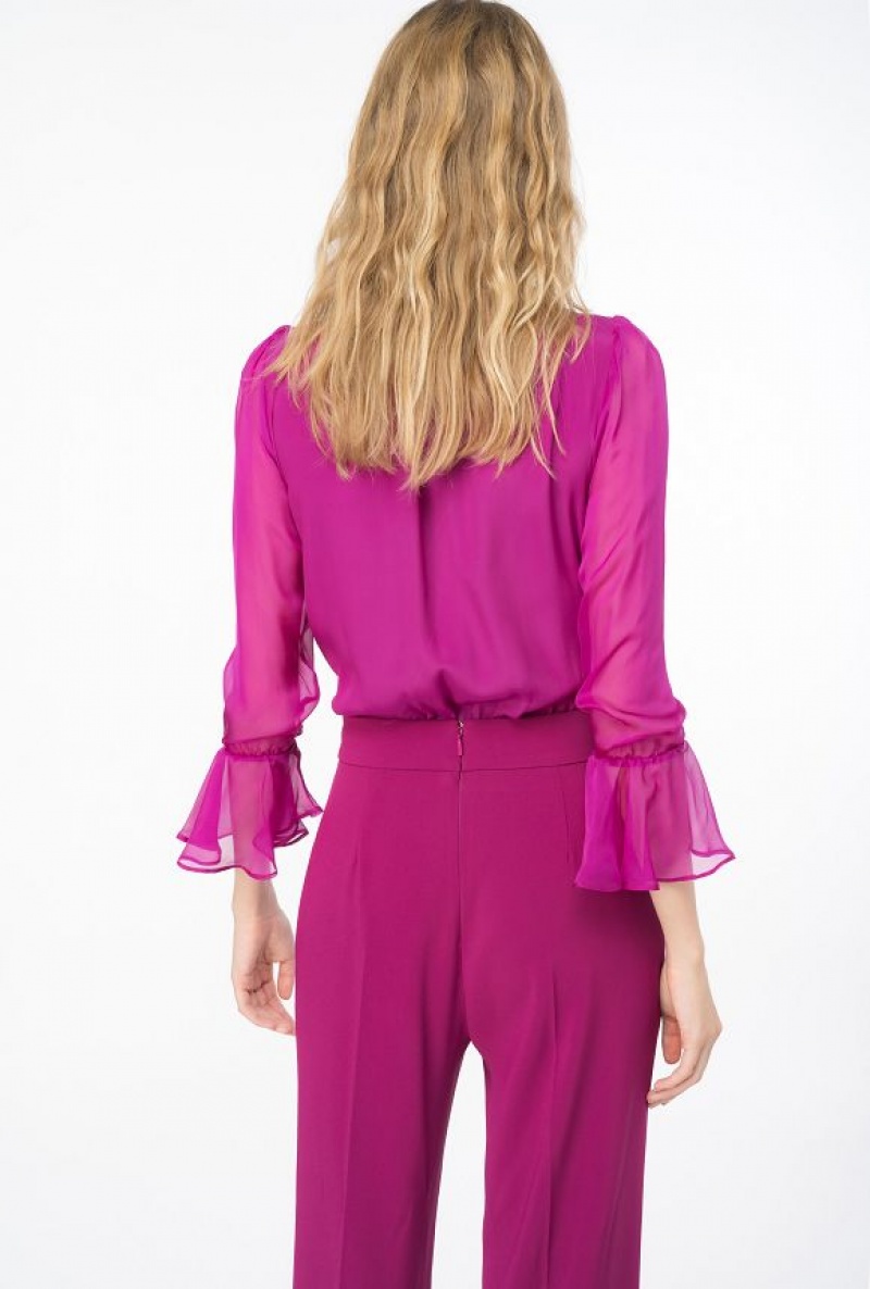 Pinko Silk Chiffon Bodysuit BOUGAINVILLEA PURPLE | SN-PKO33922