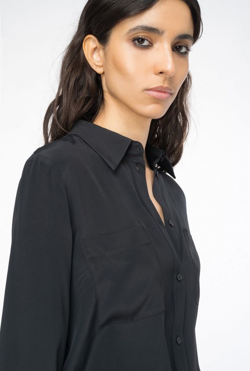 Pinko Silk Satin Shirt LIMO BLACK | SN-PKO33129