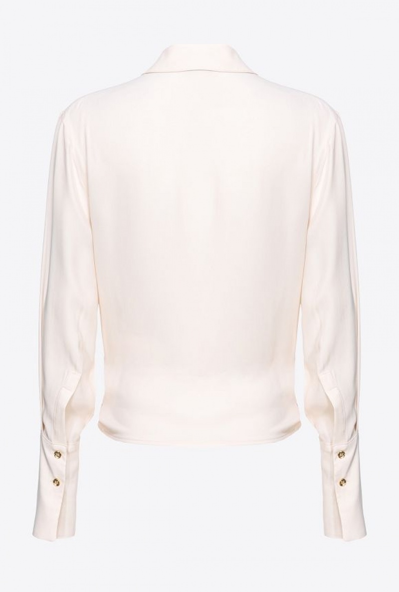 Pinko Silk-blend Blouse With Draping PINK SMOKE WHITE | SN-PKO33191