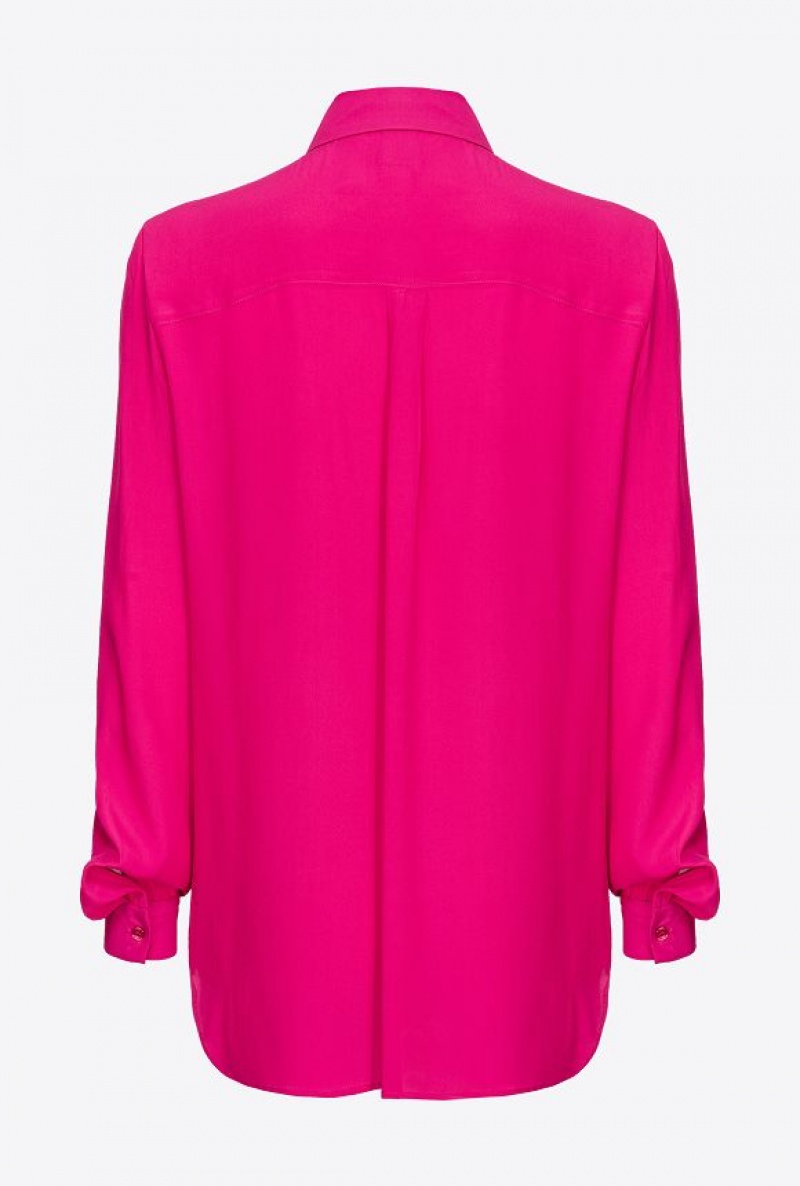 Pinko Silk-blend Shirt With Breast Pocket BEETROOT | SN-PKO33146