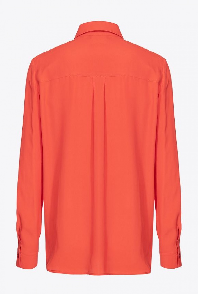 Pinko Silk-blend Shirt With Breast Pocket SURIMI ORANGE | SN-PKO33241