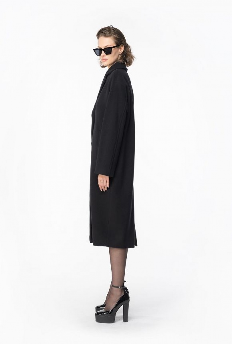 Pinko Single-breasted Cashmere-blend Coat LIMO BLACK | SN-PKO33626