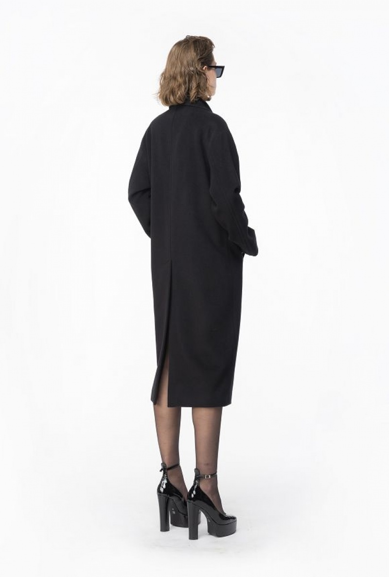 Pinko Single-breasted Cashmere-blend Coat LIMO BLACK | SN-PKO33626