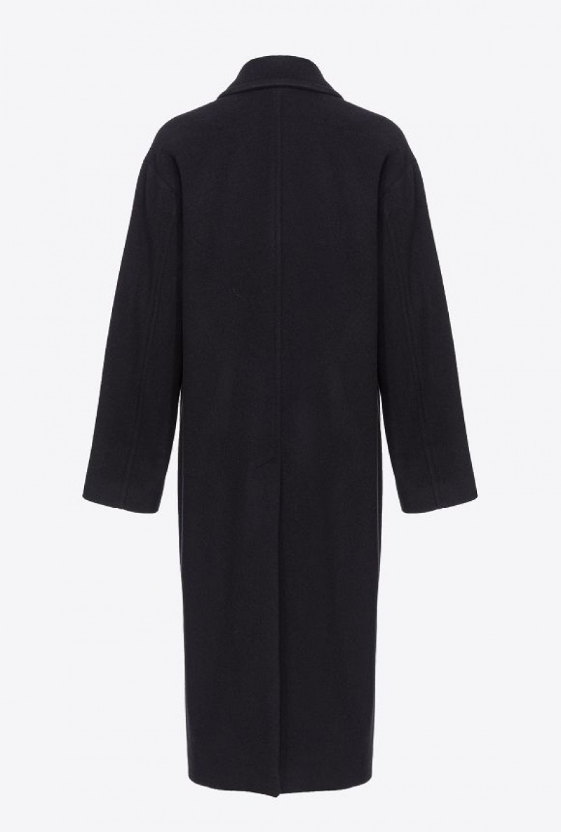 Pinko Single-breasted Cashmere-blend Coat LIMO BLACK | SN-PKO33626