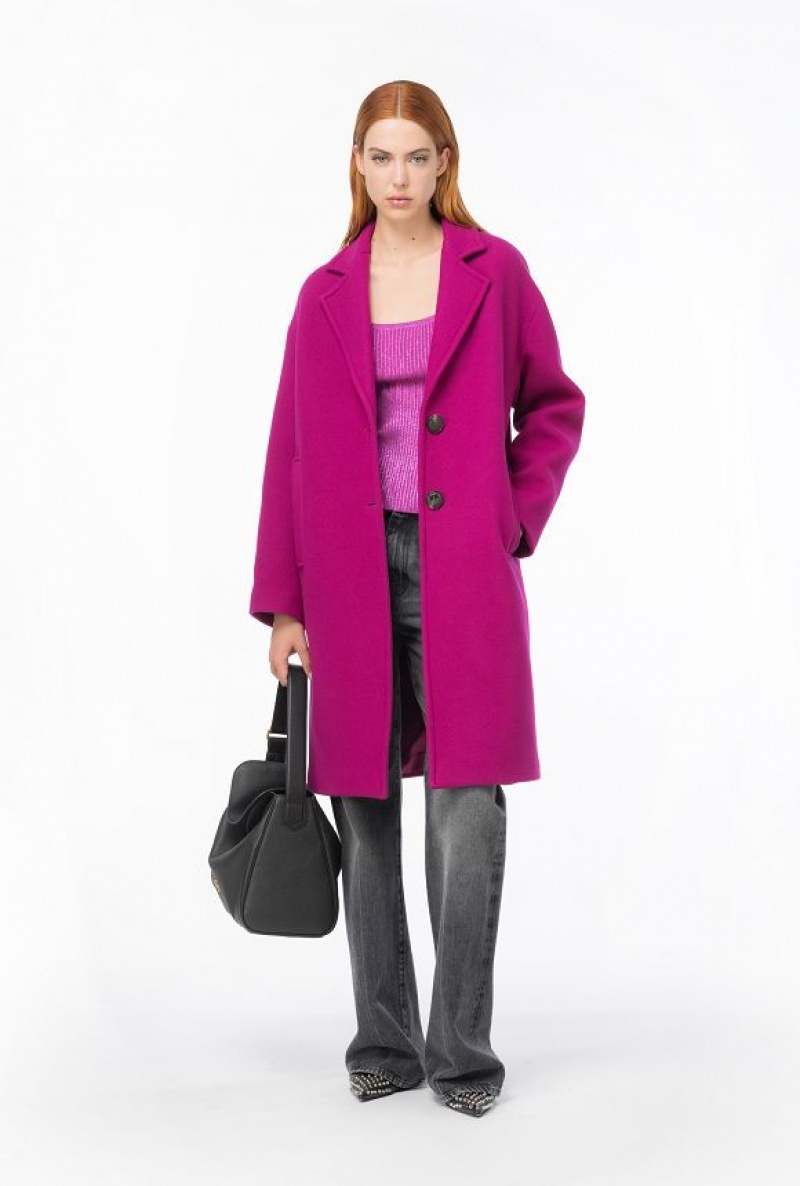 Pinko Single-breasted Cloth Coat BOUGAINVILLEA PURPLE | SN-PKO33630