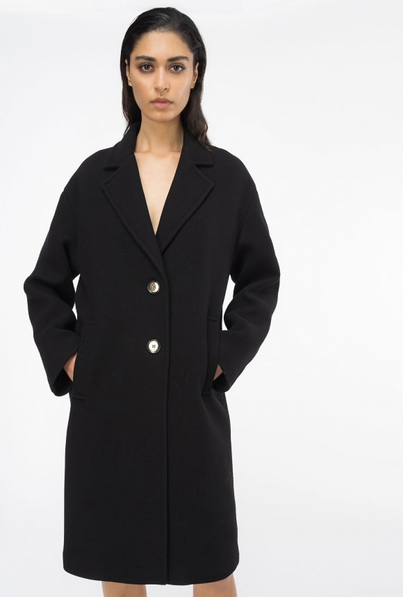 Pinko Single-breasted Cloth Coat LIMO BLACK | SN-PKO33659