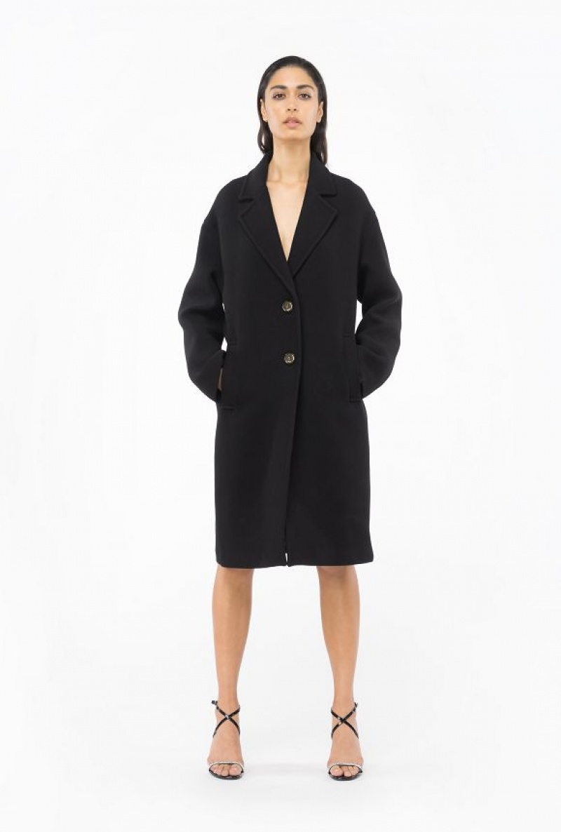 Pinko Single-breasted Cloth Coat LIMO BLACK | SN-PKO33659