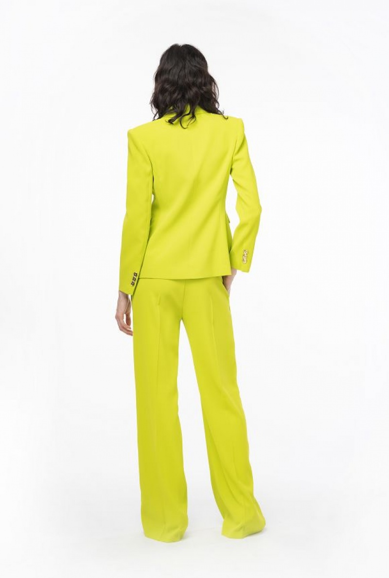 Pinko Single-breasted Stretch Blazer LIME YELLOW | SN-PKO33951