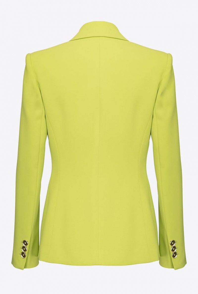 Pinko Single-breasted Stretch Blazer LIME YELLOW | SN-PKO33951