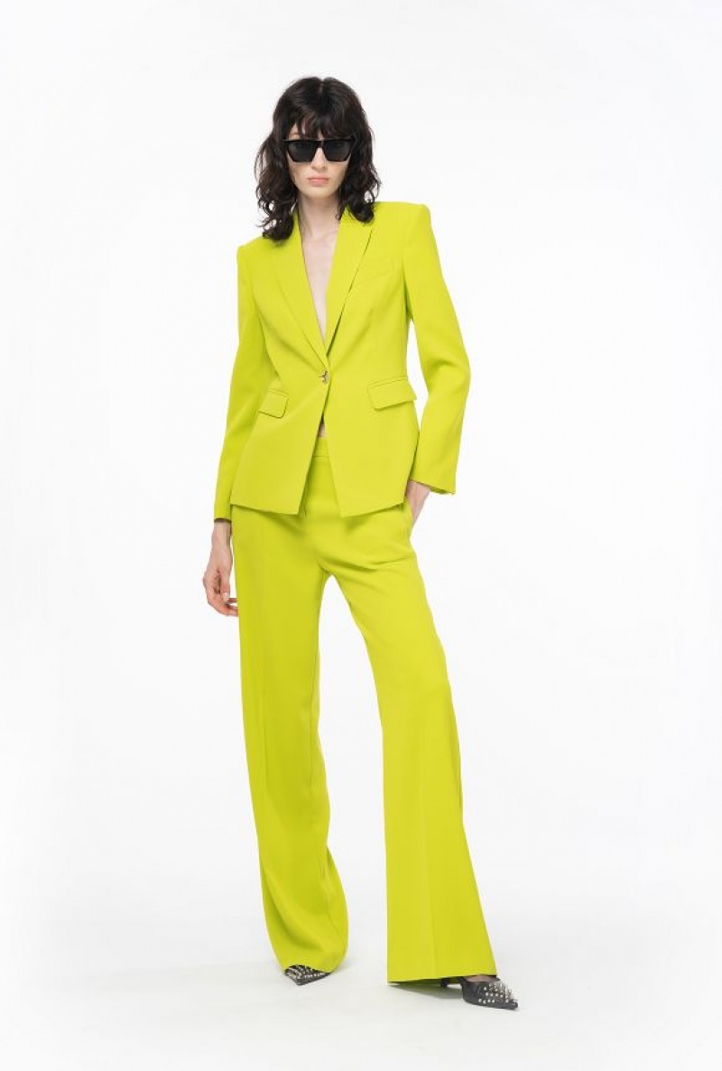 Pinko Single-breasted Stretch Blazer LIME YELLOW | SN-PKO33951