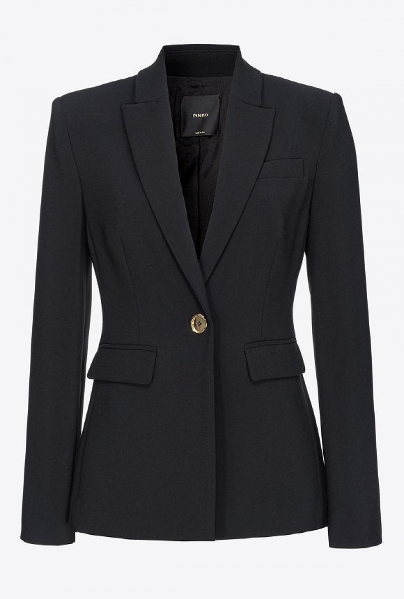 Pinko Single-breasted Stretch Blazer LIMO BLACK | SN-PKO33943