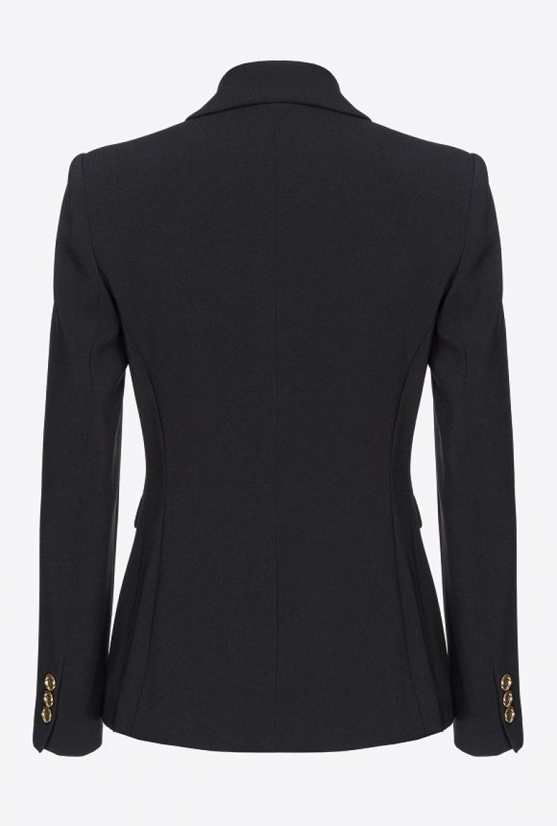 Pinko Single-breasted Stretch Blazer LIMO BLACK | SN-PKO33943