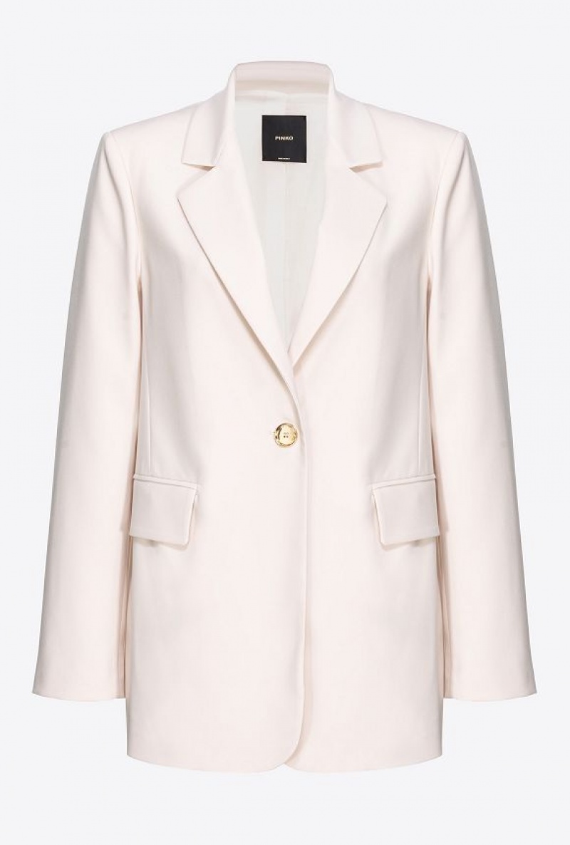 Pinko Single-breasted Stretch CrêPe Blazer PASTEL PARCHMENT | SN-PKO33891