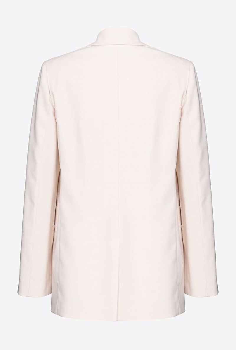 Pinko Single-breasted Stretch CrêPe Blazer PASTEL PARCHMENT | SN-PKO33891