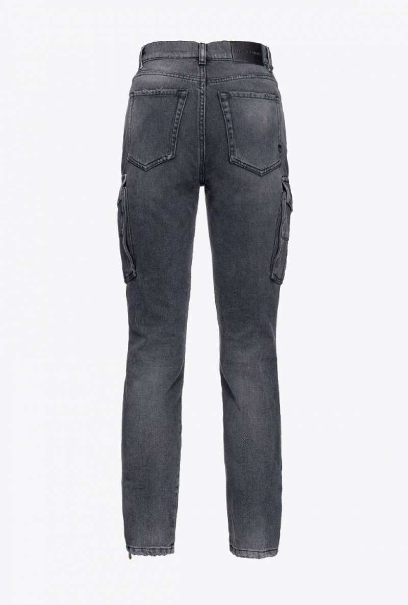 Pinko Skinny Black Denim Cargo Jeans LIGHT GREY WASH | SN-PKO34020