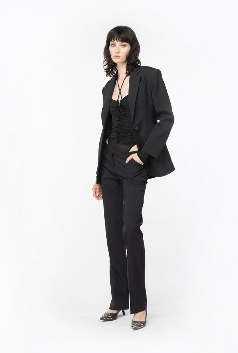 Pinko Slightly Flared Twill Trousers LIMO BLACK | SN-PKO33722