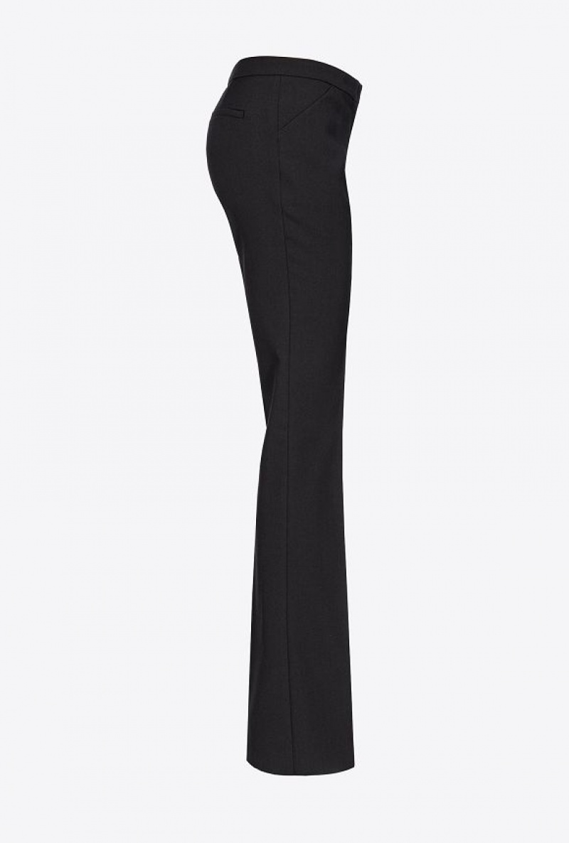 Pinko Slightly Flared Twill Trousers LIMO BLACK | SN-PKO33722