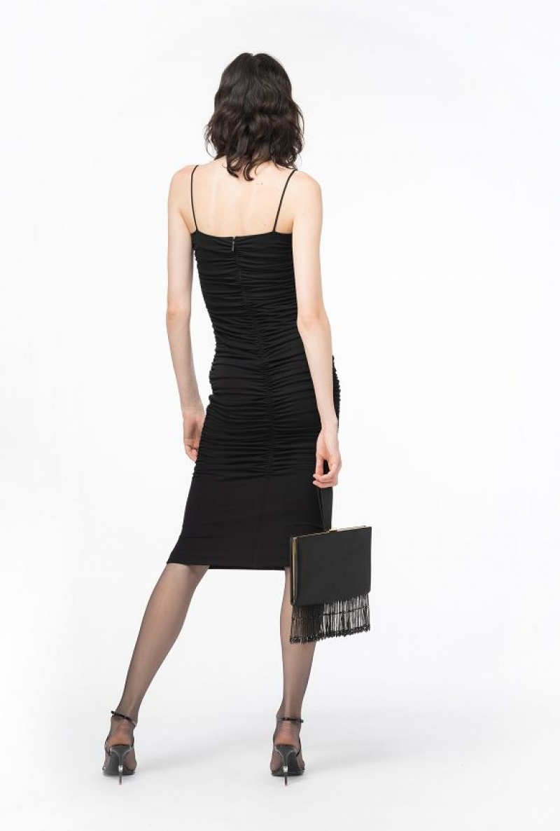 Pinko Slim-fit Dress With Thin Straps LIMO BLACK | SN-PKO33030