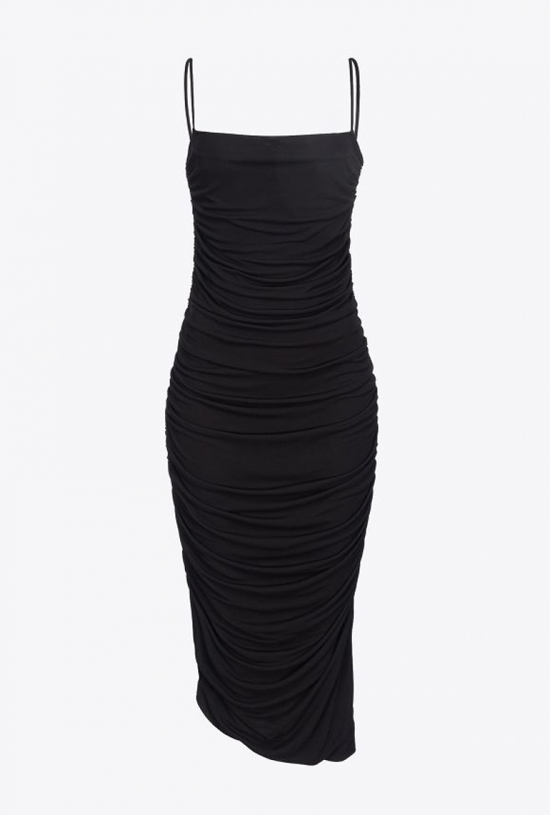 Pinko Slim-fit Dress With Thin Straps LIMO BLACK | SN-PKO33030