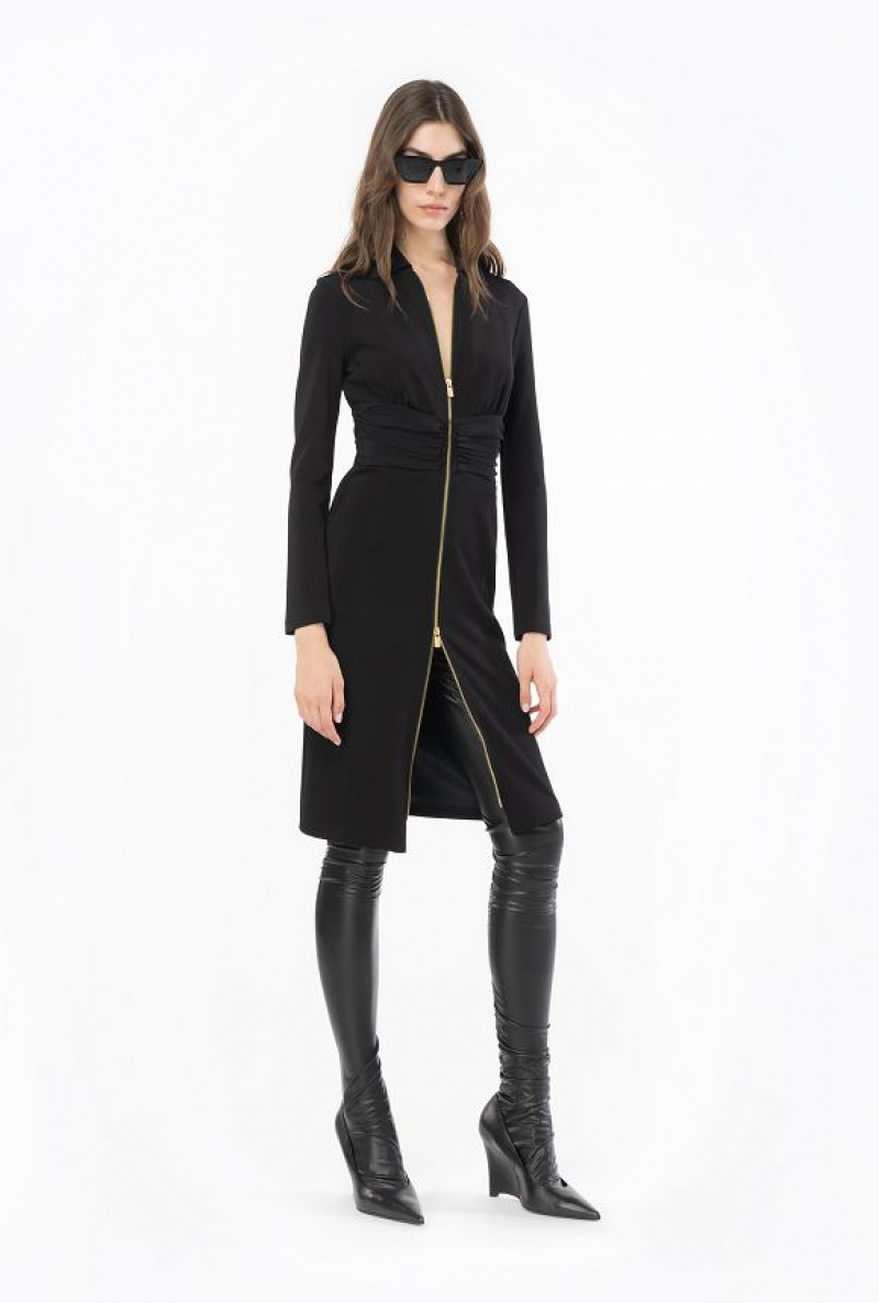 Pinko Slim-fit Dress With Zip LIMO BLACK | SN-PKO33013