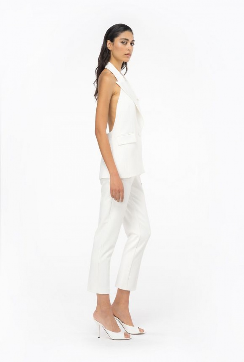 Pinko Slim-fit Trousers In Technical Stretch Crepe SNOW WHITE | SN-PKO33683