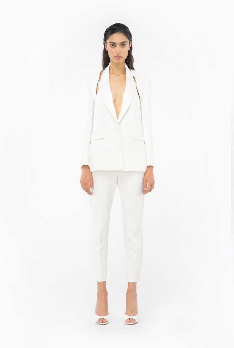 Pinko Slim-fit Trousers In Technical Stretch Crepe SNOW WHITE | SN-PKO33683