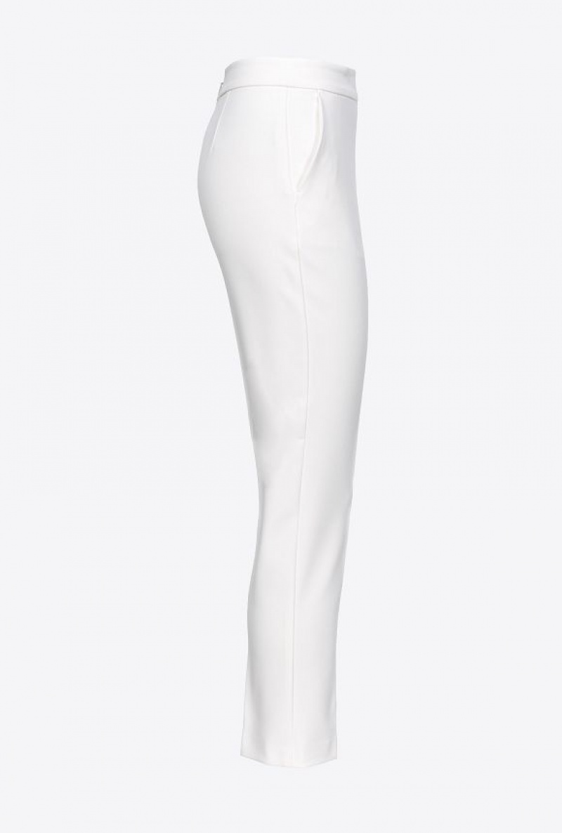 Pinko Slim-fit Trousers In Technical Stretch Crepe SNOW WHITE | SN-PKO33683