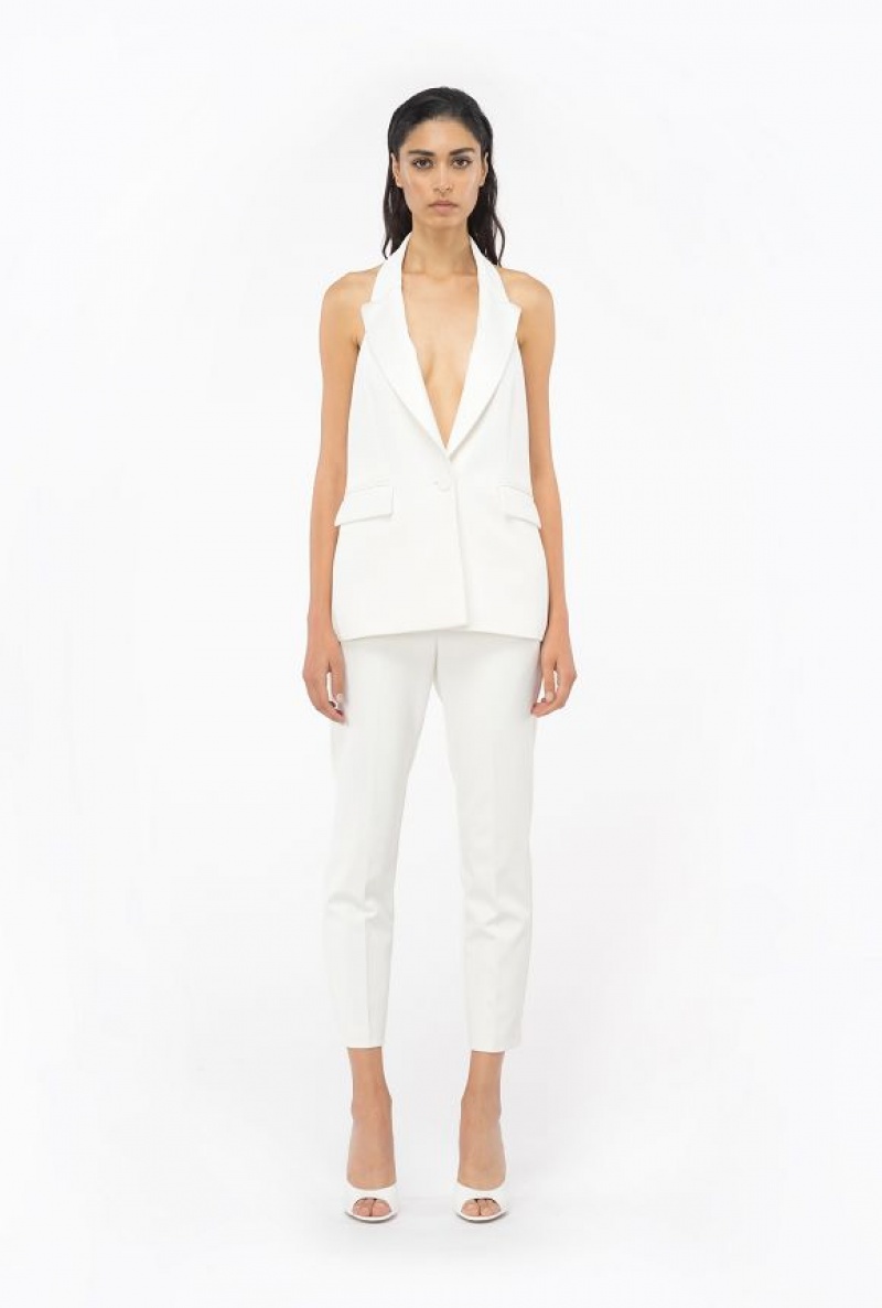 Pinko Slim-fit Trousers In Technical Stretch Crepe SNOW WHITE | SN-PKO33683