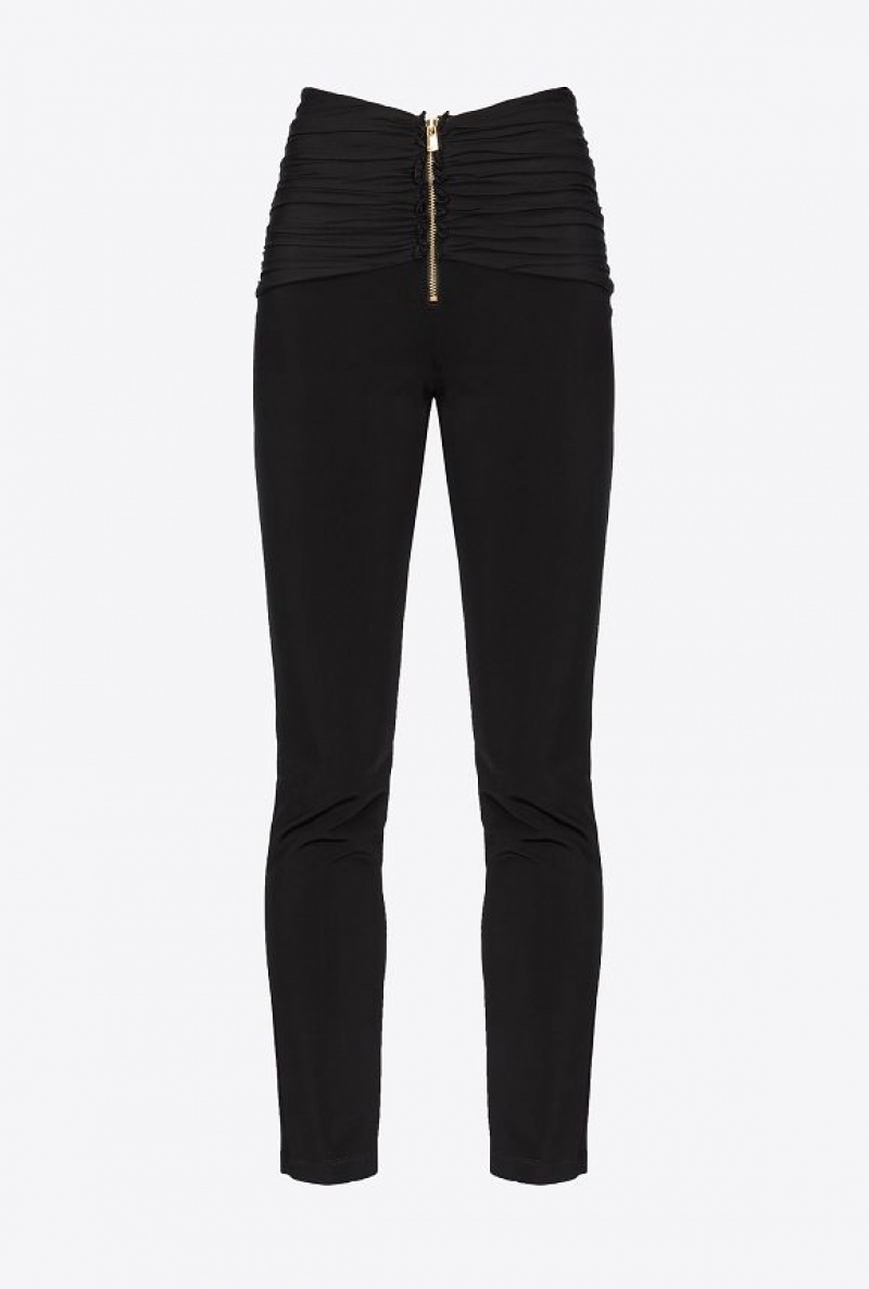 Pinko Slim-fit Trousers With Zip LIMO BLACK | SN-PKO33806