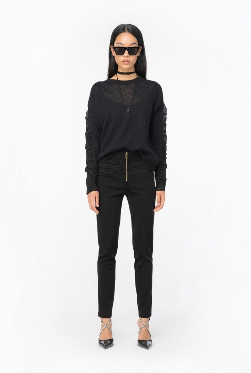 Pinko Slim-fit Trousers With Zip LIMO BLACK | SN-PKO33806