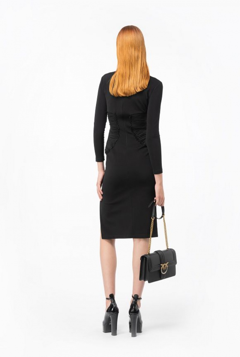 Pinko Slim-fitting Dress With Georgette Details LIMO BLACK | SN-PKO33067