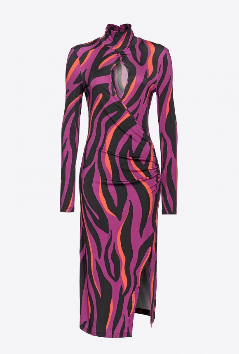 Pinko Slim-fitting Dress With Psychedelic Zebra Print BOUGAINVILLEA/BLACK/ORANGE | SN-PKO33082